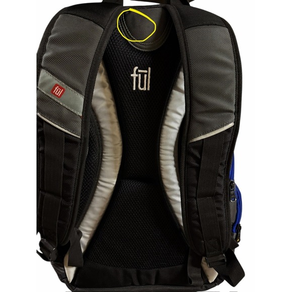 FŪL‎ Overton Backpack 20" Gray Blue Audio Port  Padded Vented Back Panel - Picture 13 of 14